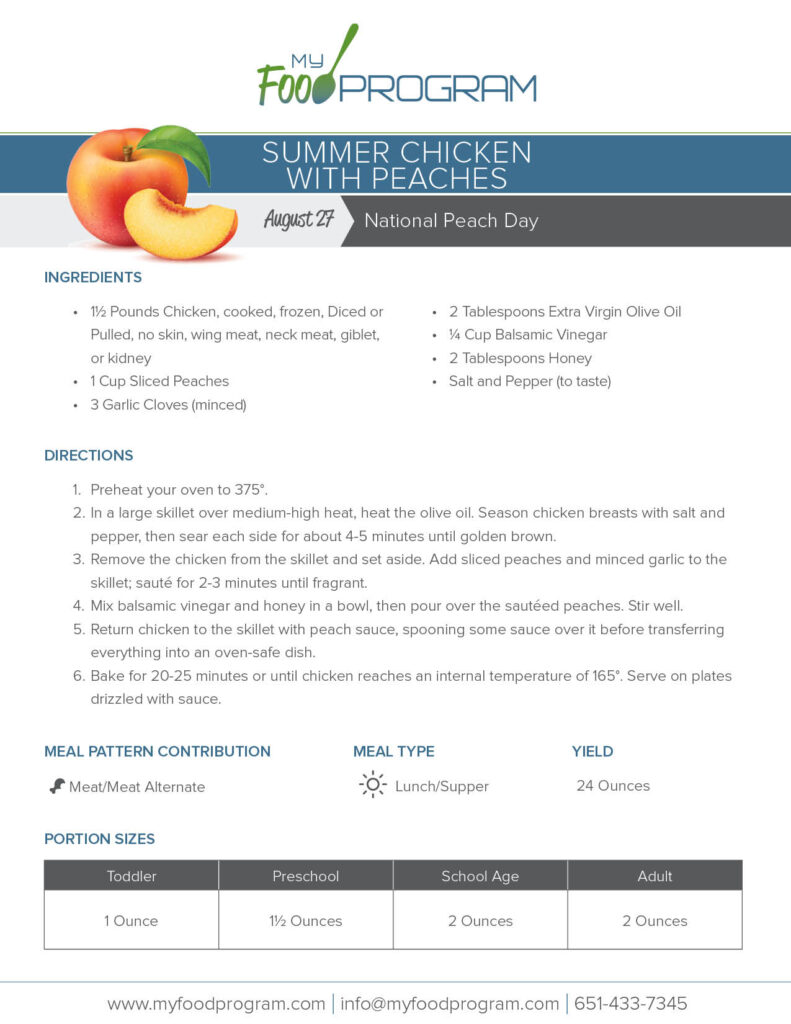 My Food Program Summer Chicken with Peaches Recipe