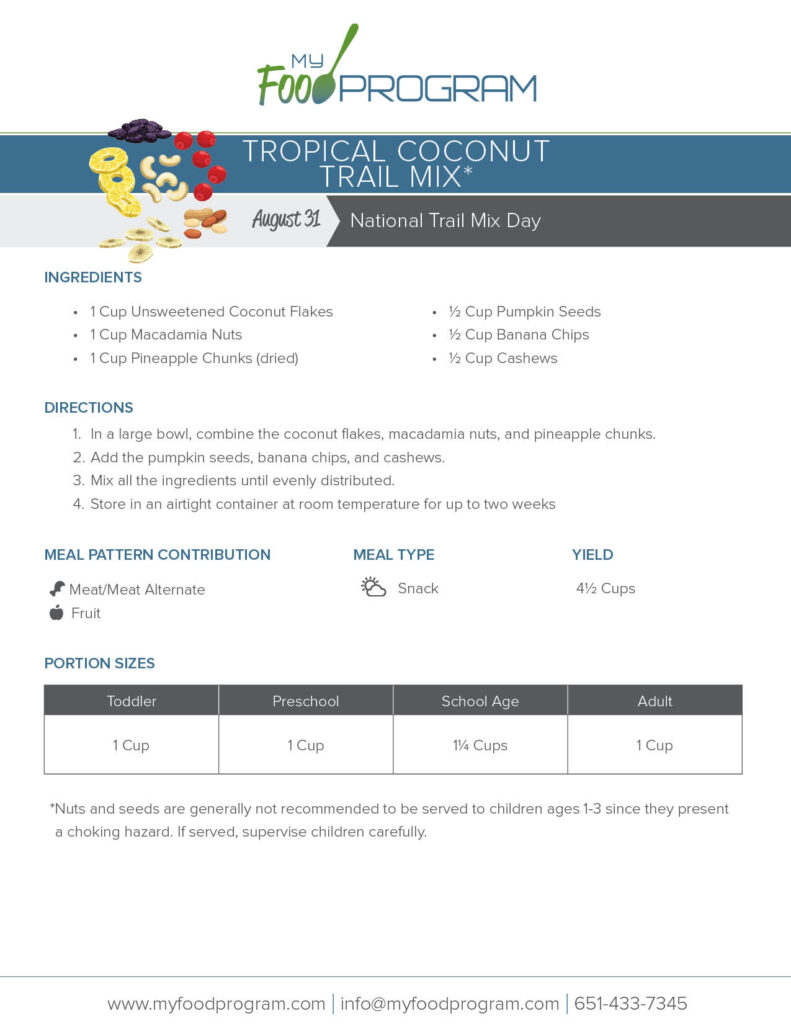 My Food Program Tropical Coconut Trail Mix Recipe
