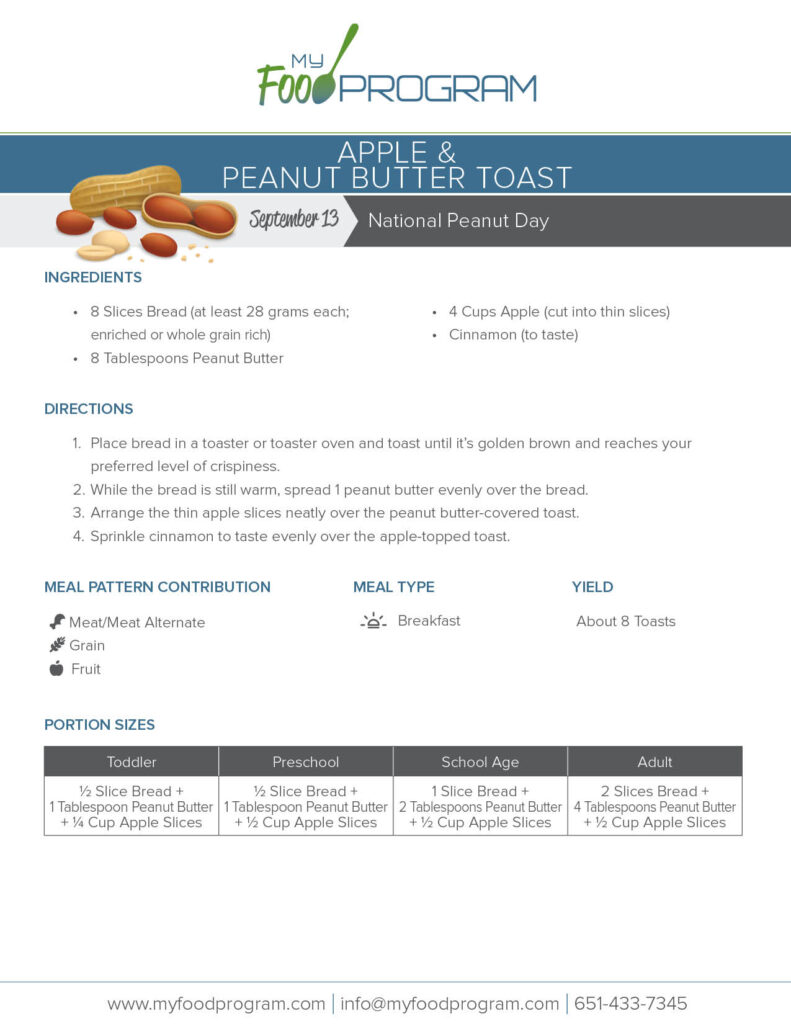 My Food Program Apple & Peanut Butter Toast Recipe