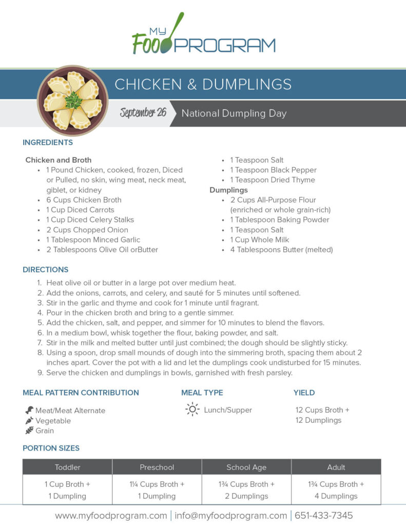 My Food Program Chicken & Dumplings Recipe