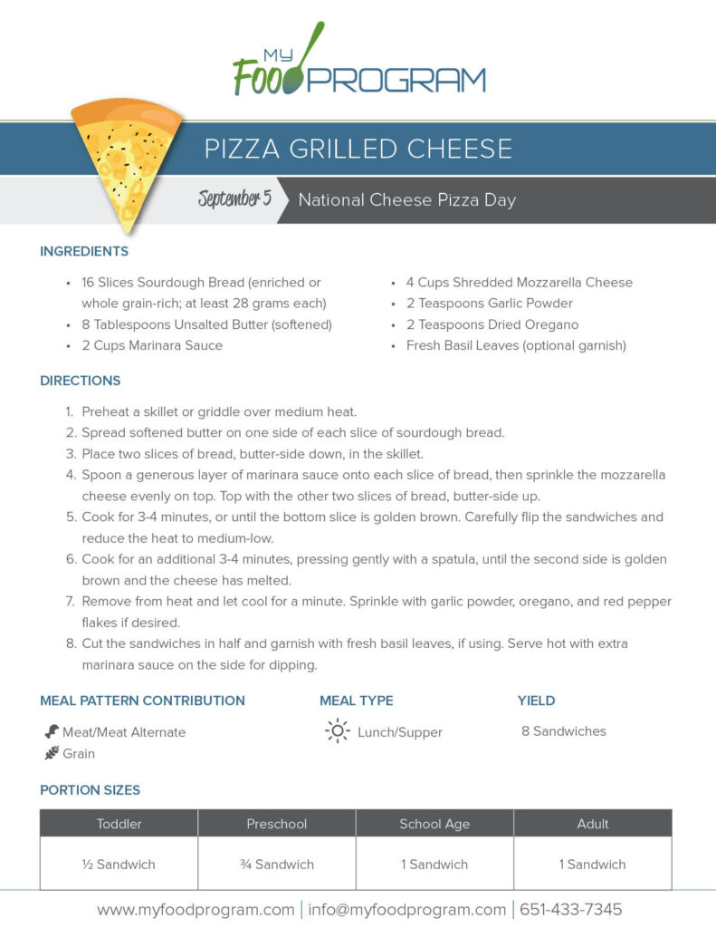 My Food Program Pizza Grilled Cheese Recipe