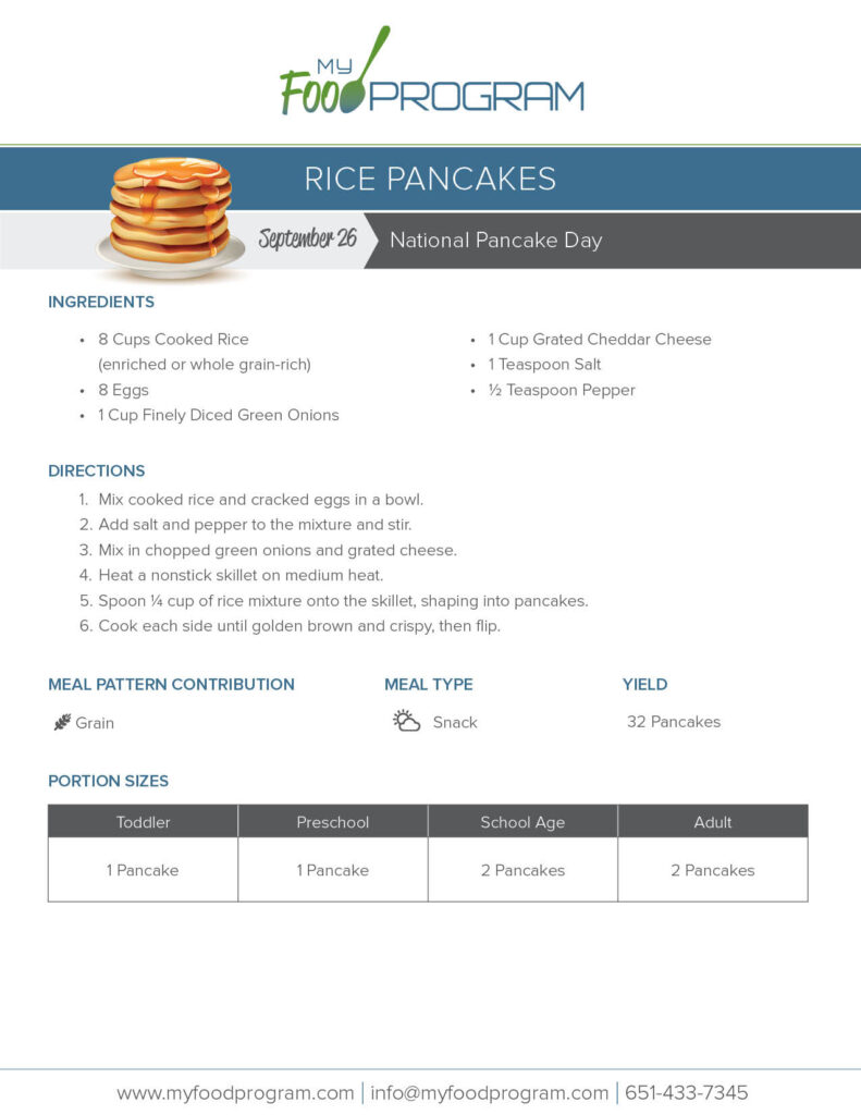 My Food Program Rice Pancakes Recipe