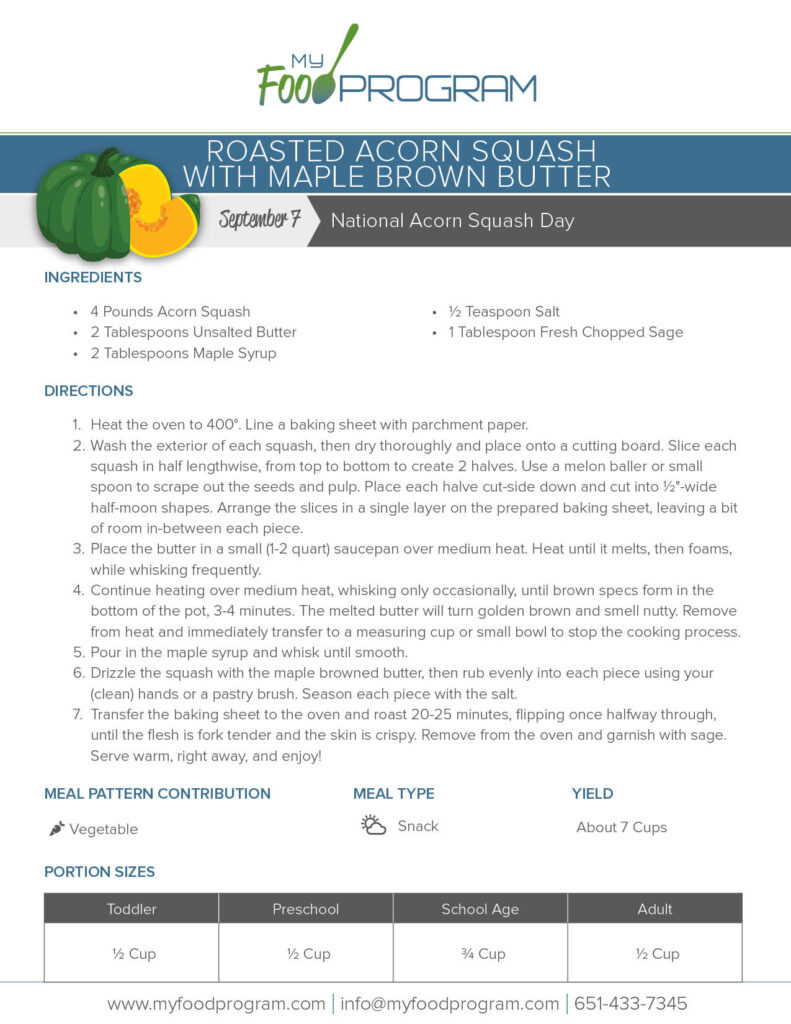My Food Program Roasted Acorn Squash with Maple Brown Butter Recipe
