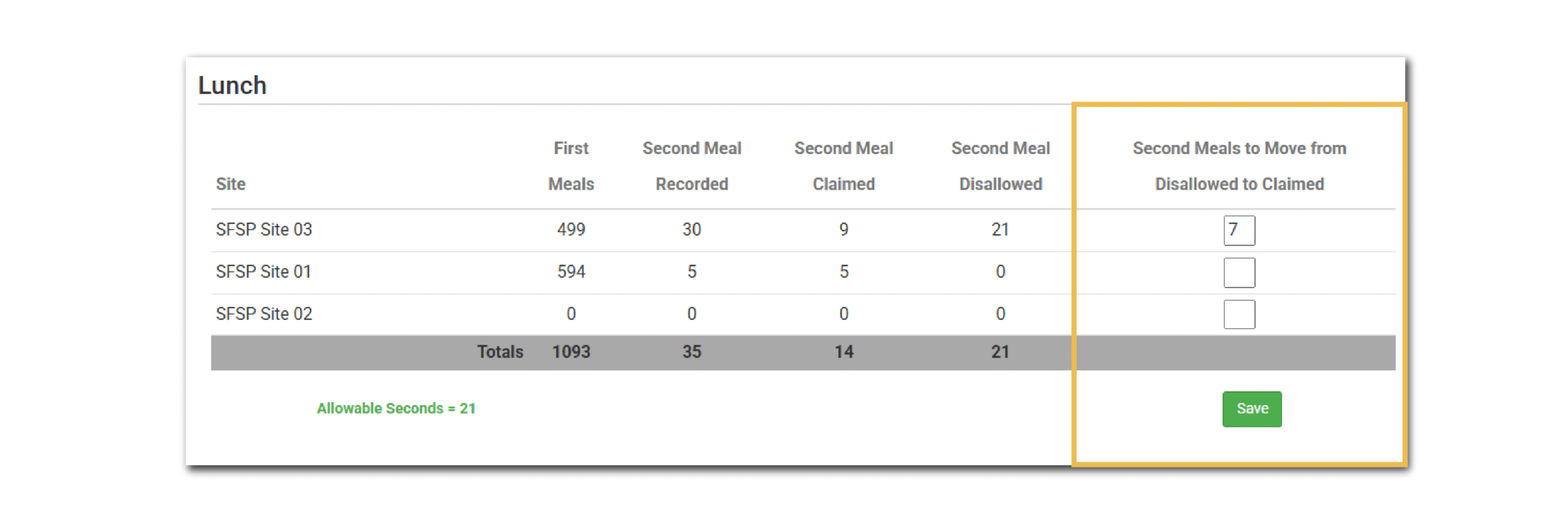 Adjust Claimable Second Meals