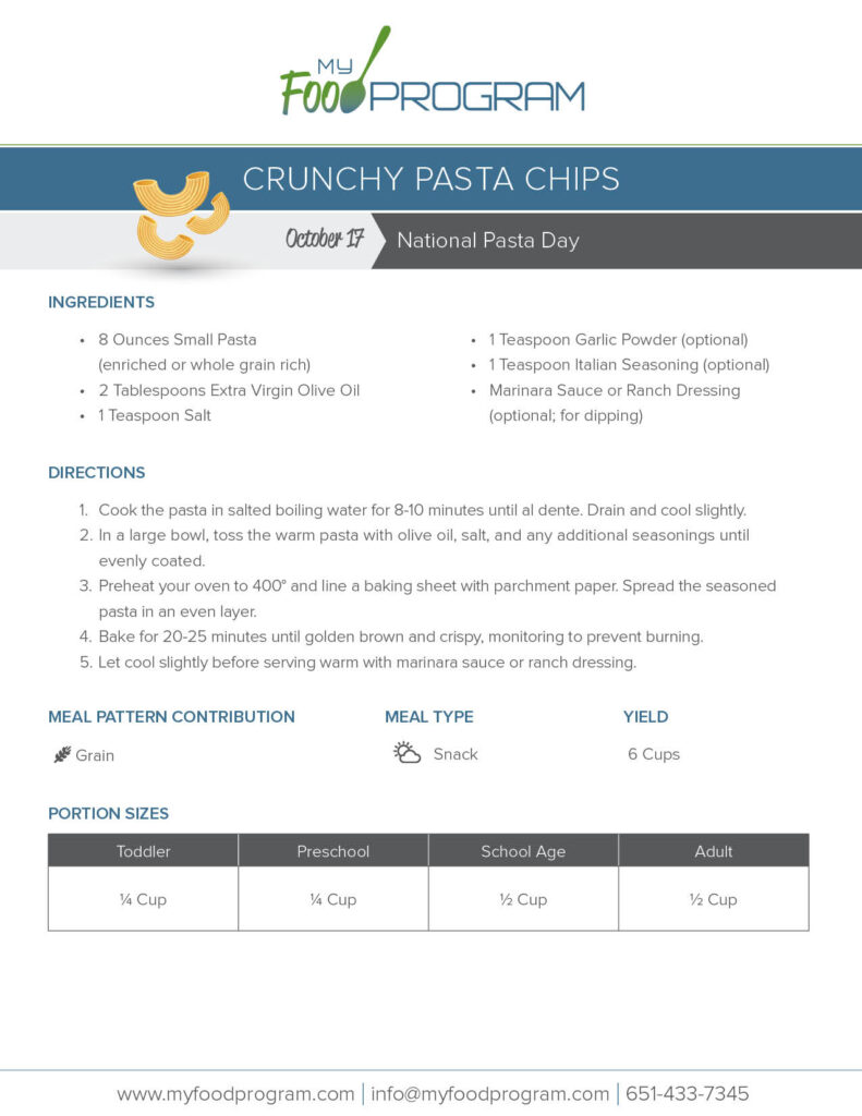 My Food Program Crunchy Pasta Chips​ Recipe