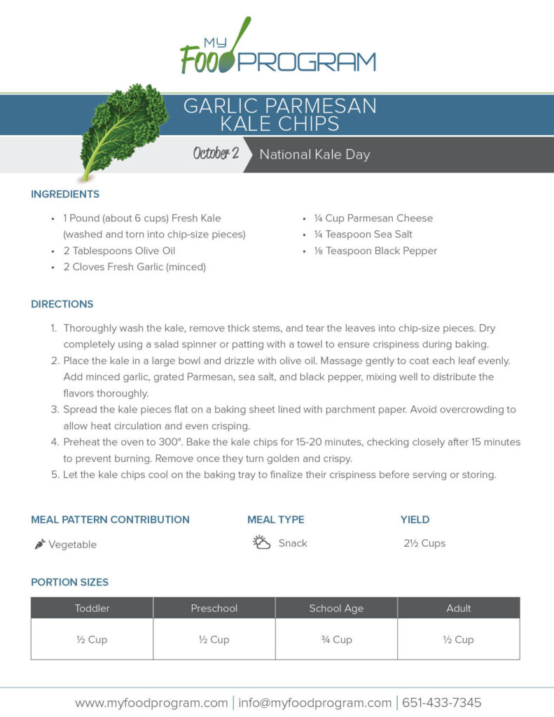 My Food Program Garlic Parmesan Kale Chips​ Recipe