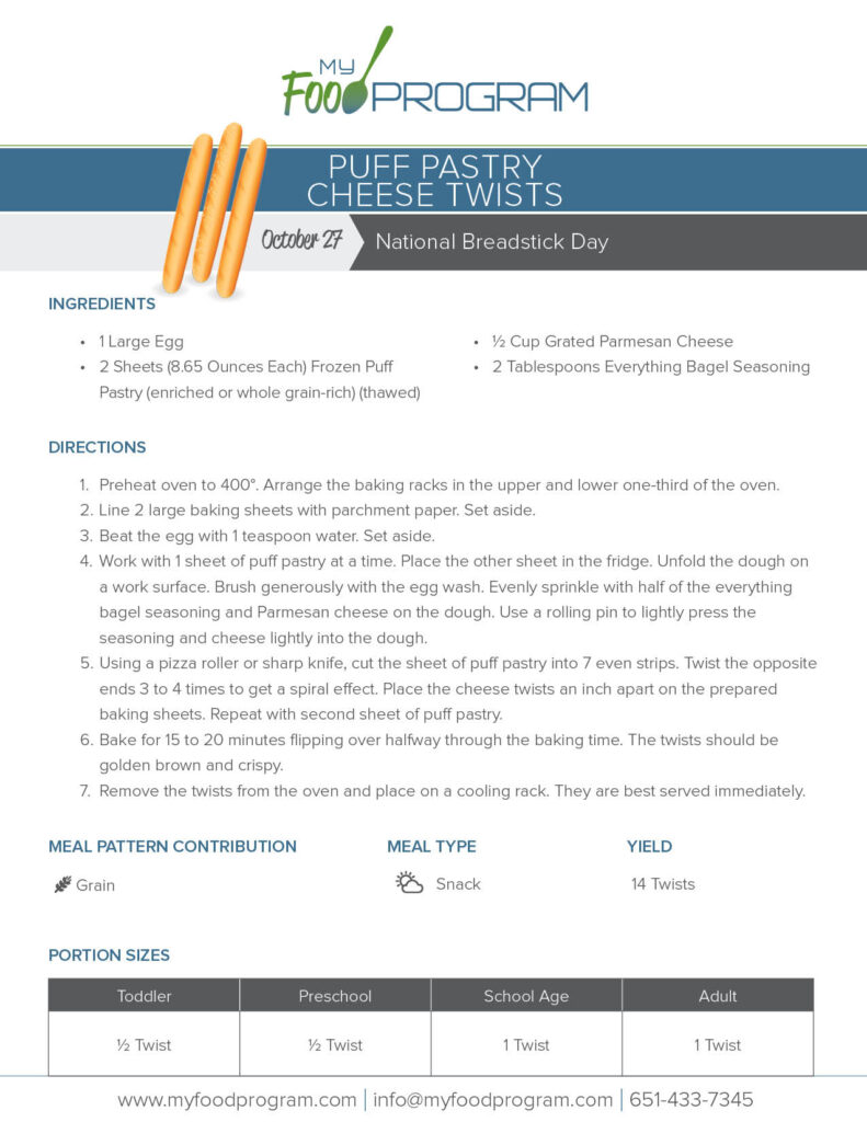 My Food Program Puff Pastry Cheese Twists​ Recipe