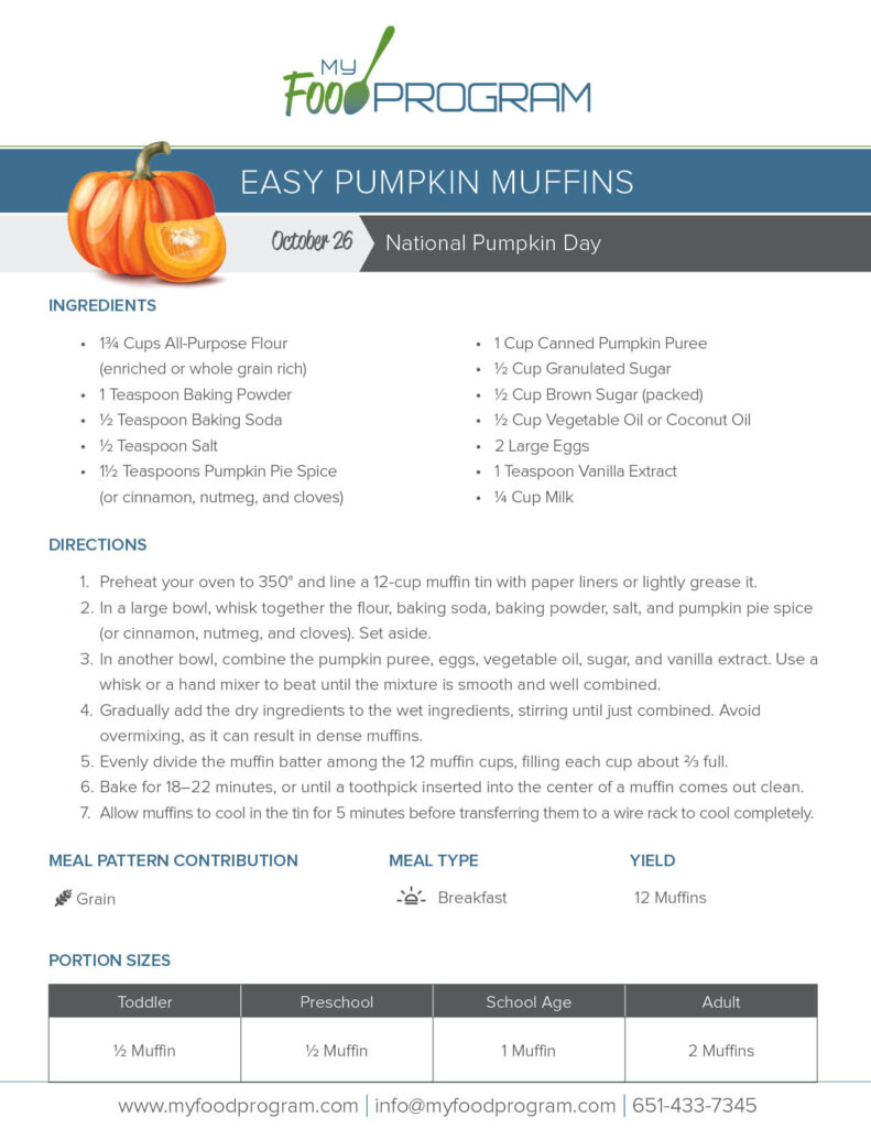 My Food Program Easy Pumpkin Muffins​ Recipe