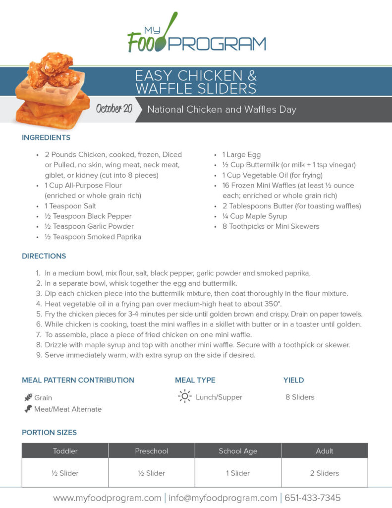 My Food Program Easy Chicken & Waffle Sliders​ Recipe