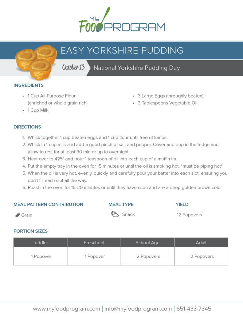 My Food Program Easy Yorkshire Pudding​ Recipe