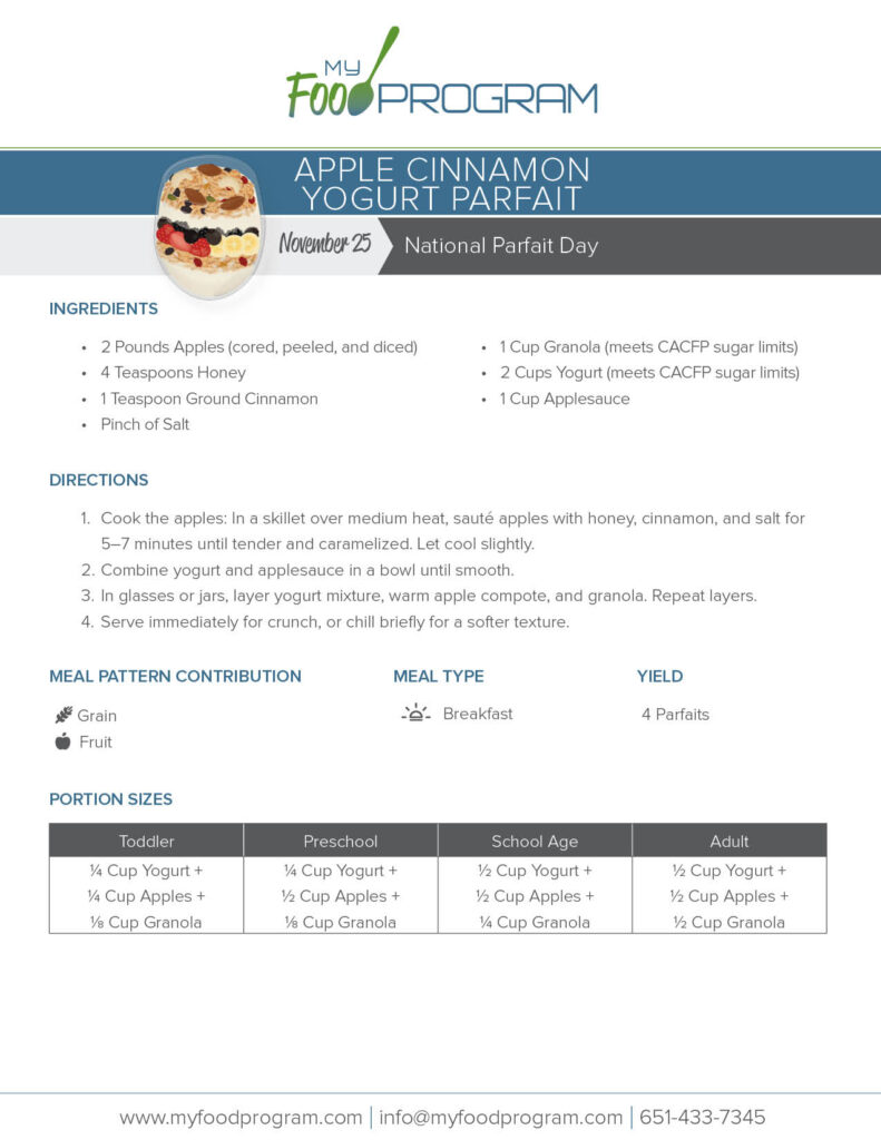 My Food Program Apple Cinnamon Yogurt Parfait Recipe