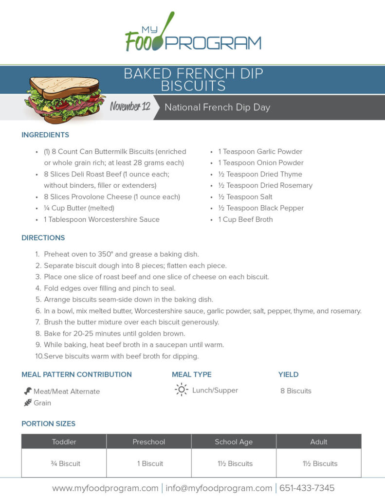 My Food Program Baked French Dip Biscuits Recipe