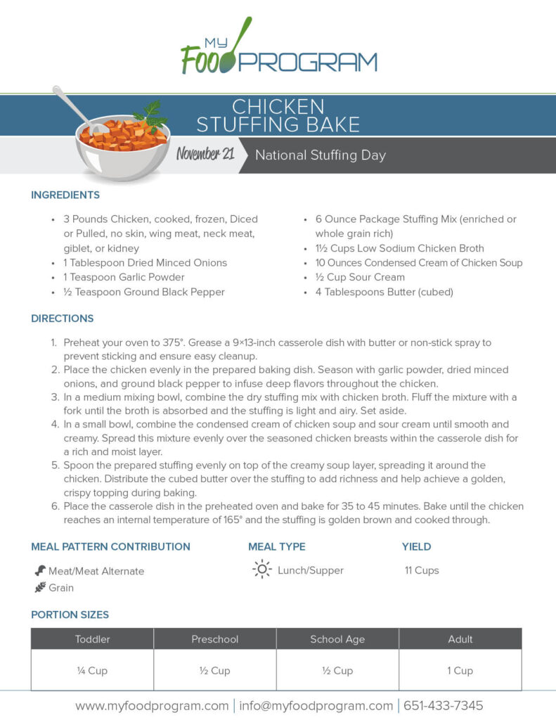 My Food Program Chicken Stuffing Bake Recipe