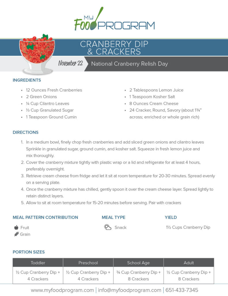 My Food Program Cranberry Dip & Crackers Recipe