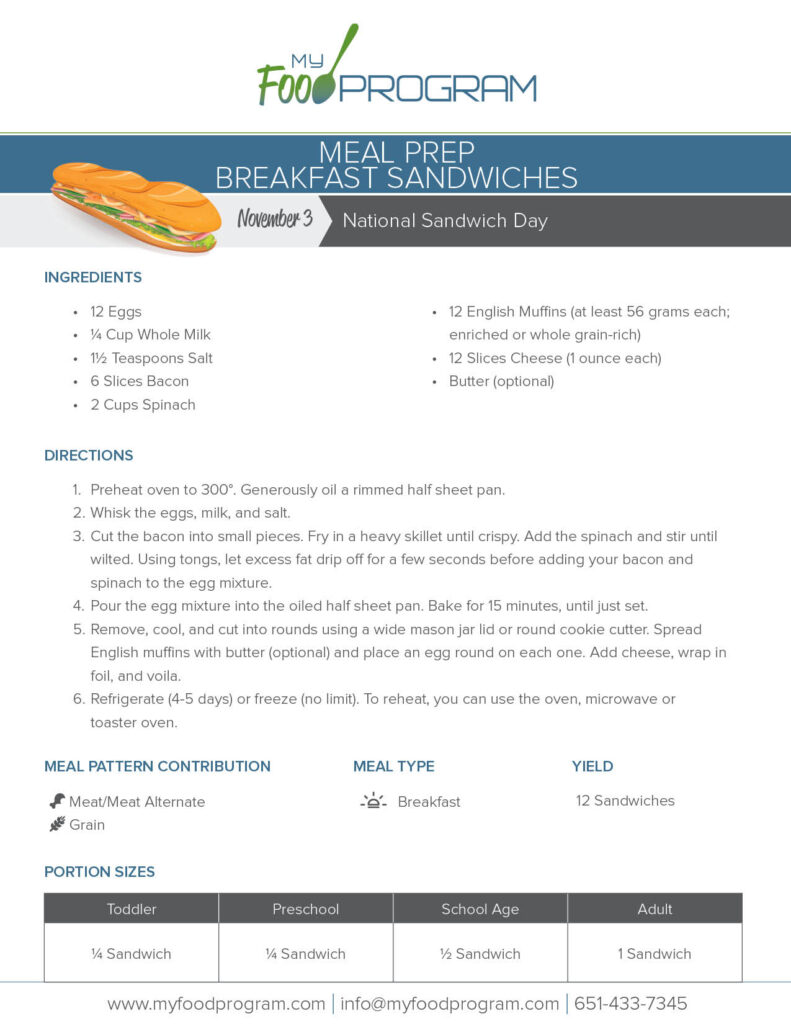My Food Program Meal Prep Breakfast Sandwiches Recipe