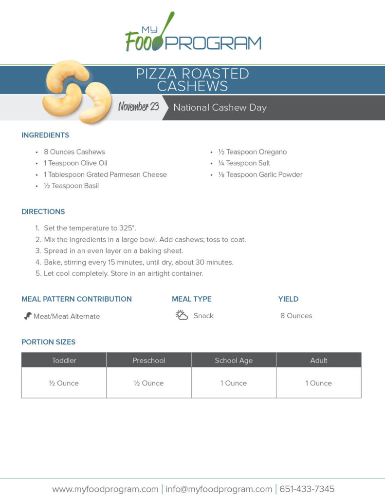 My Food Program Pizza Roasted Cashews Recipe