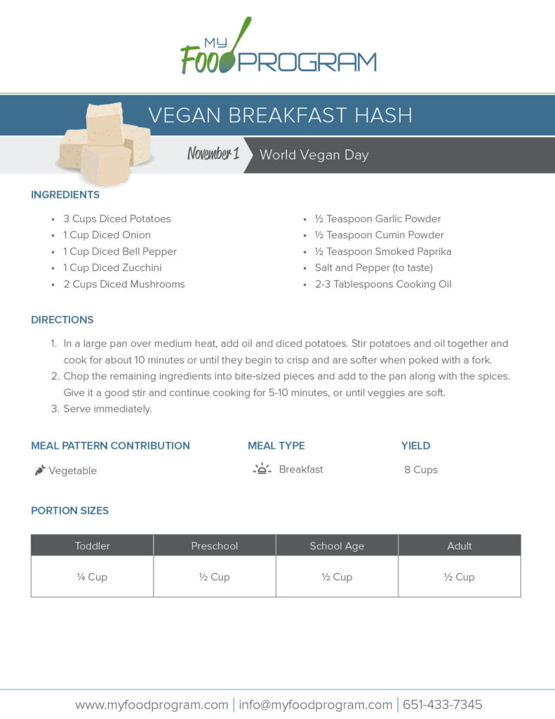 My Food Program Vegan Breakfast Hash Recipe