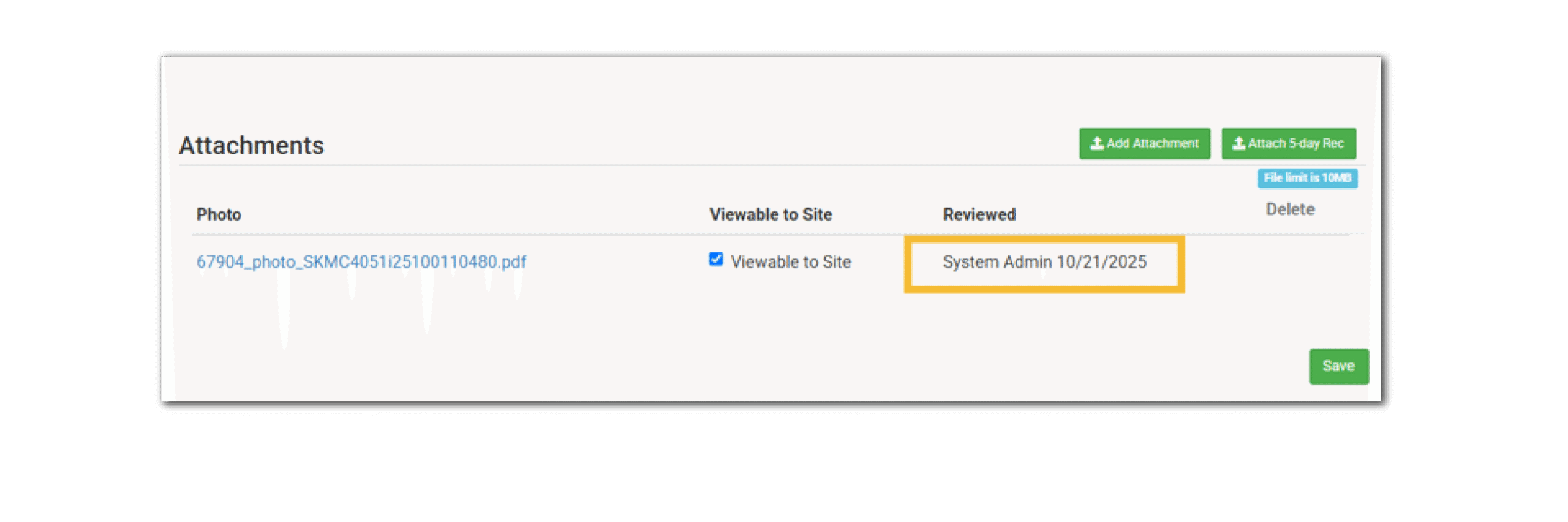Mark Visit Attachement as Reviewed