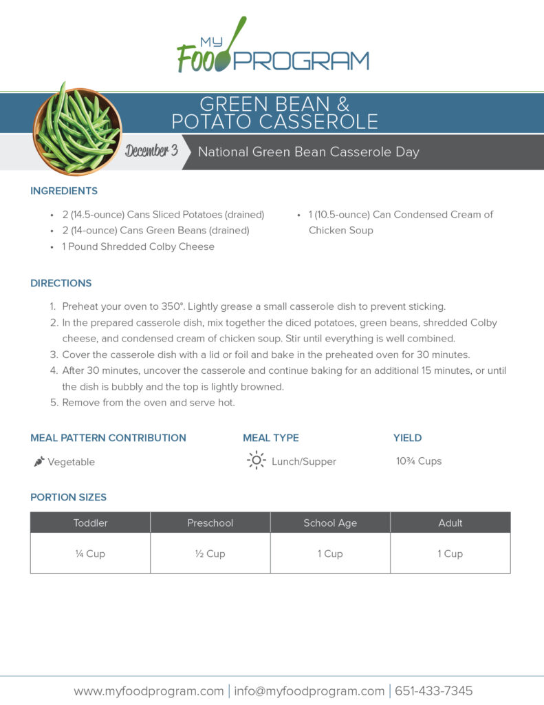 My Food Program Green Bean & Potato Casserole​ Recipe