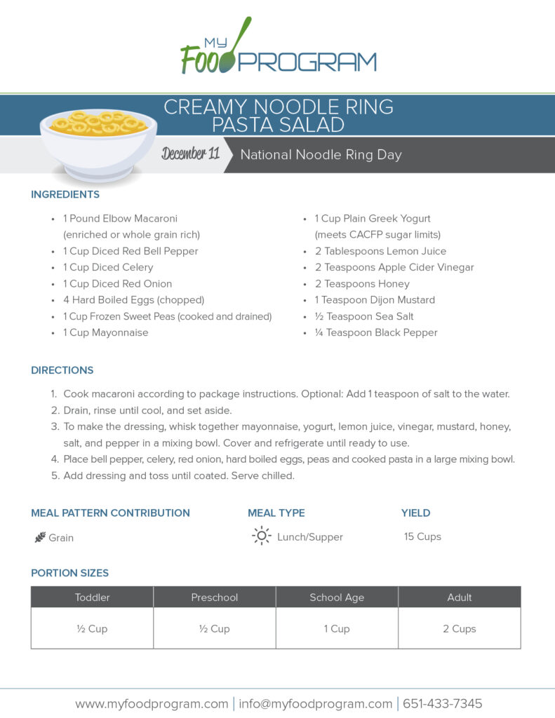 My Food Program Creamy Noodle Ring Pasta Salad​ Recipe
