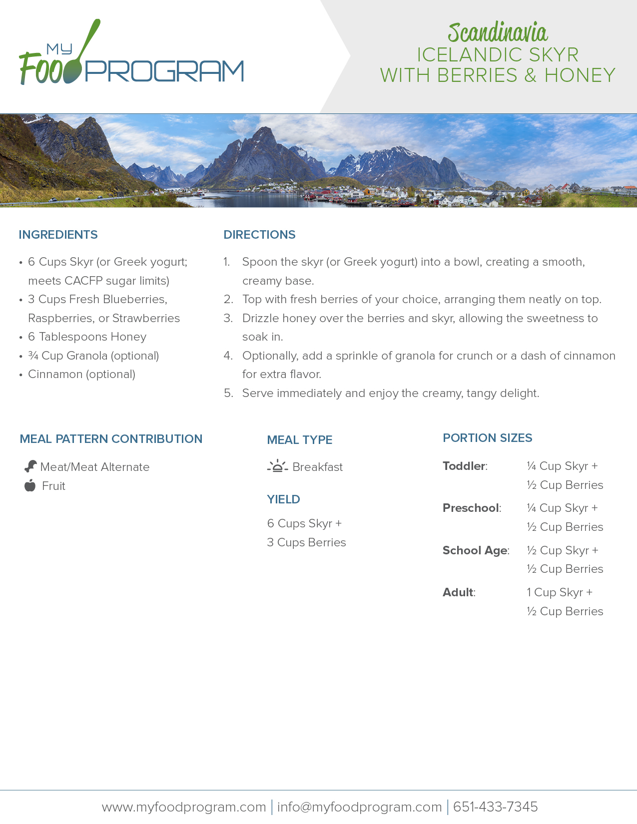 My Food Program Icelandic Skyr with Berries & Honey Recipe