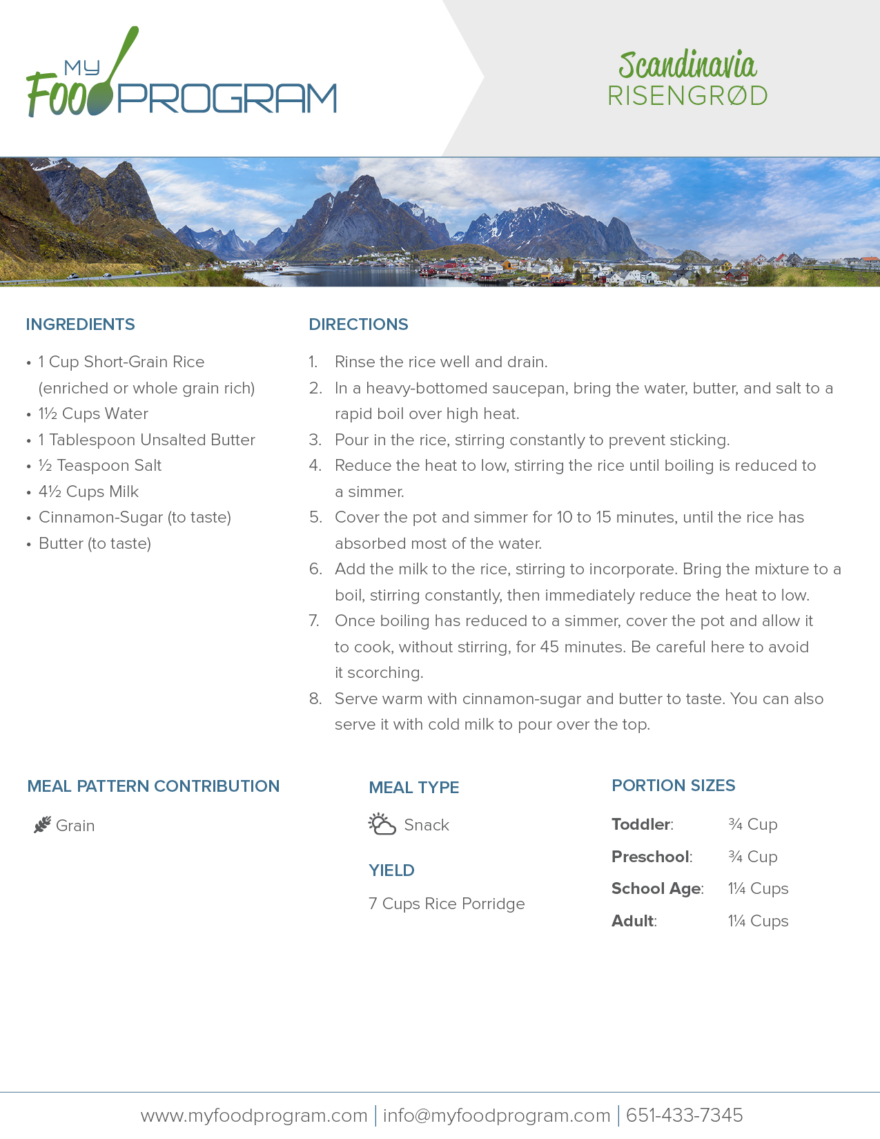 My Food Program Risengrød Recipe