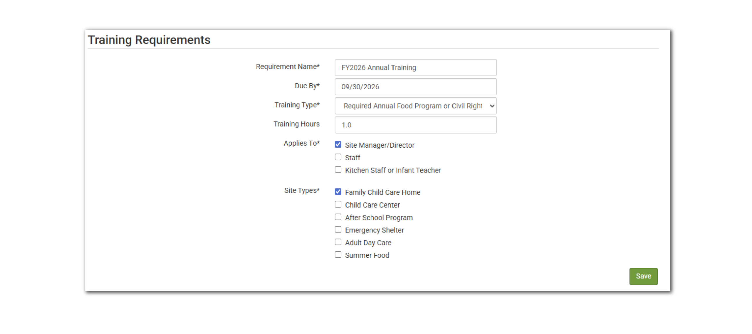 Training Requirements
