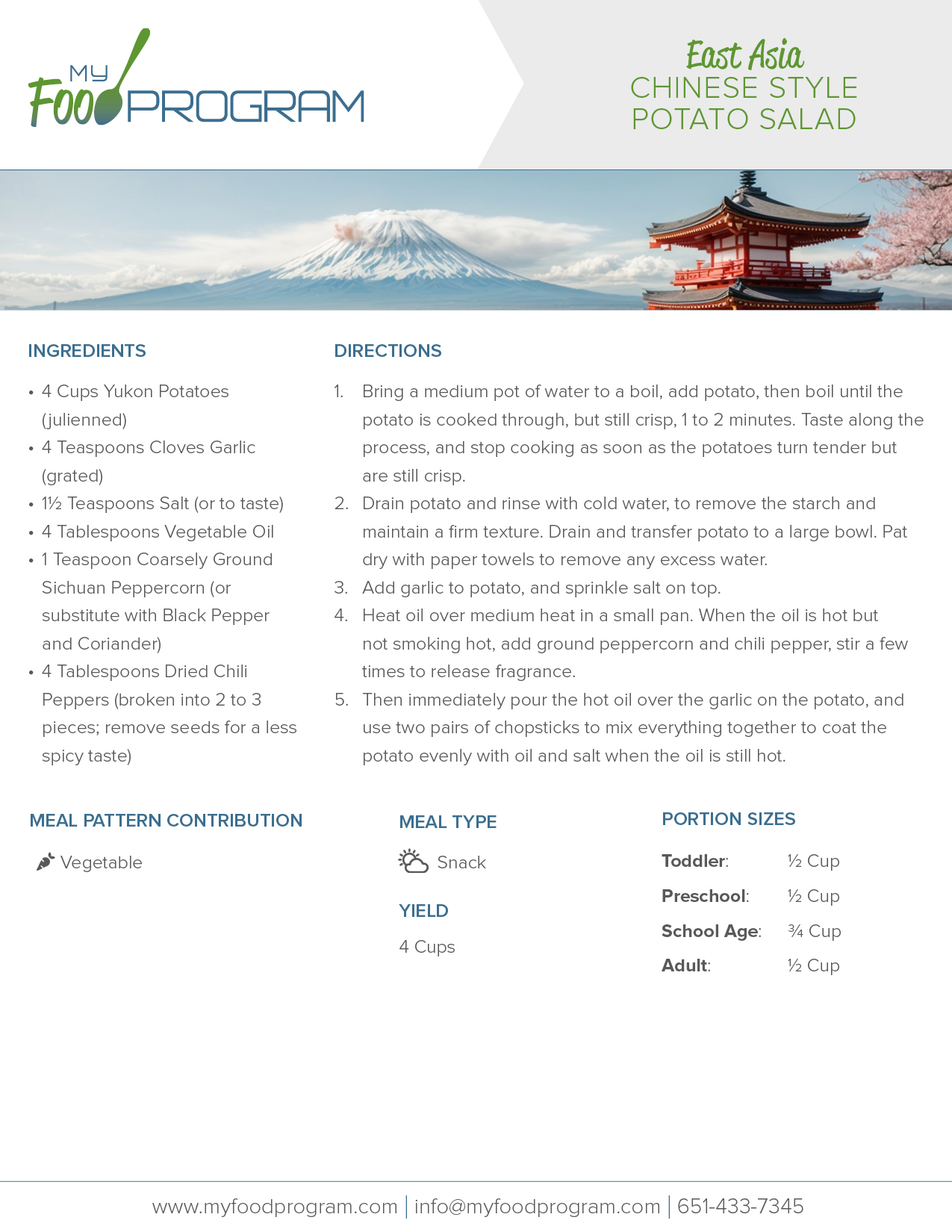 My Food Program Chinese Style Potato Salad Recipe