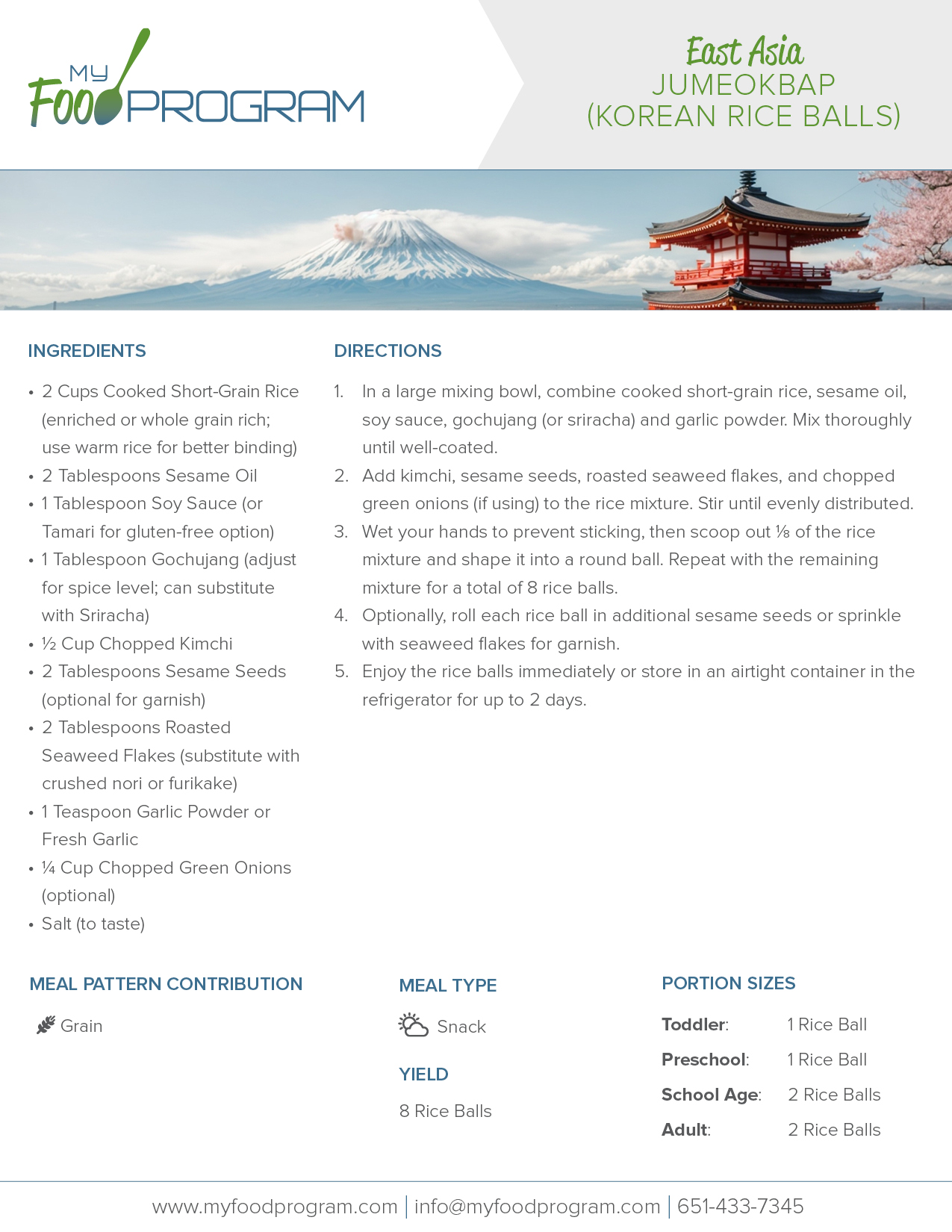 My Food Program Jumeokbap (Korean Rice Balls) Recipe