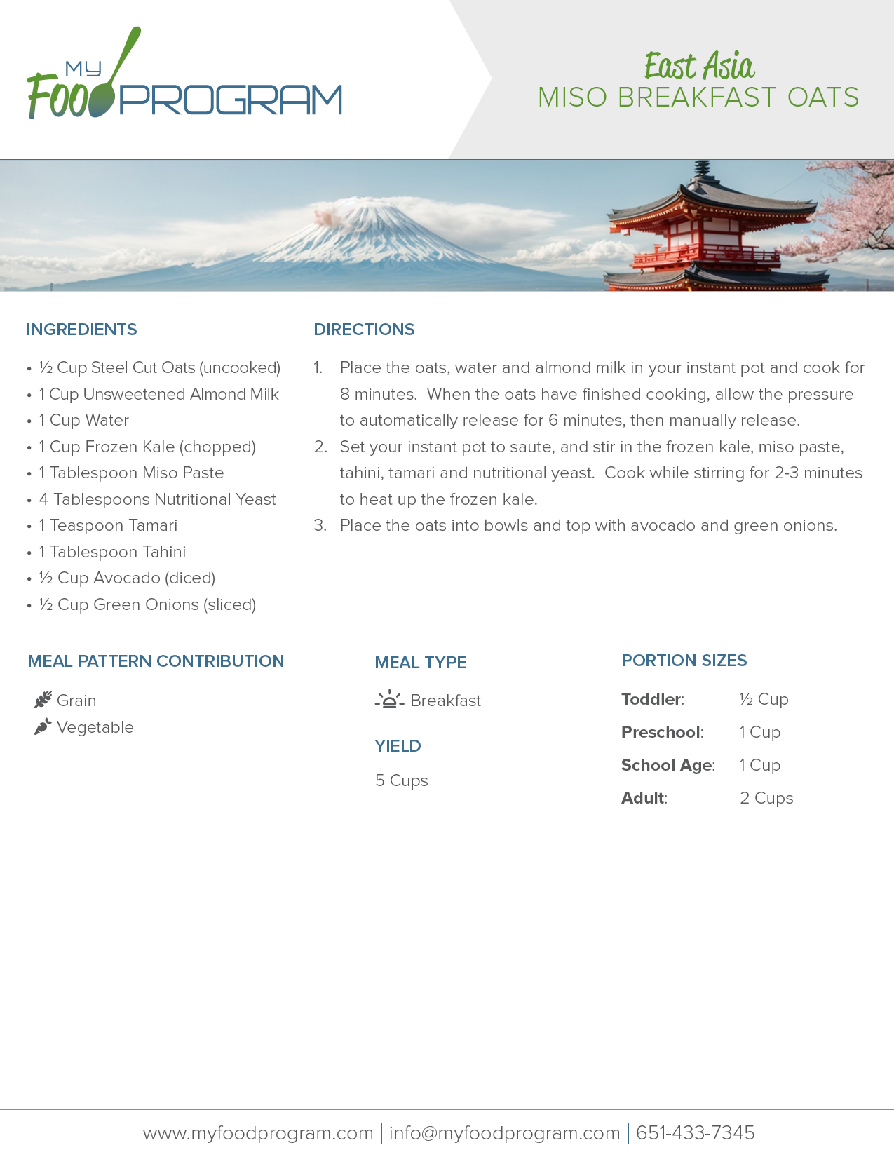 My Food Program Miso Breakfast Oats Recipe