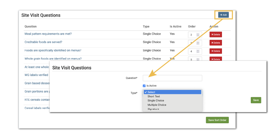 Custom Visit Questions