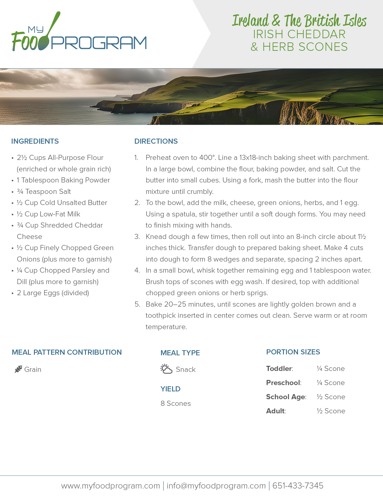 My Food Program Irish Cheddar & Herb Scones Recipe