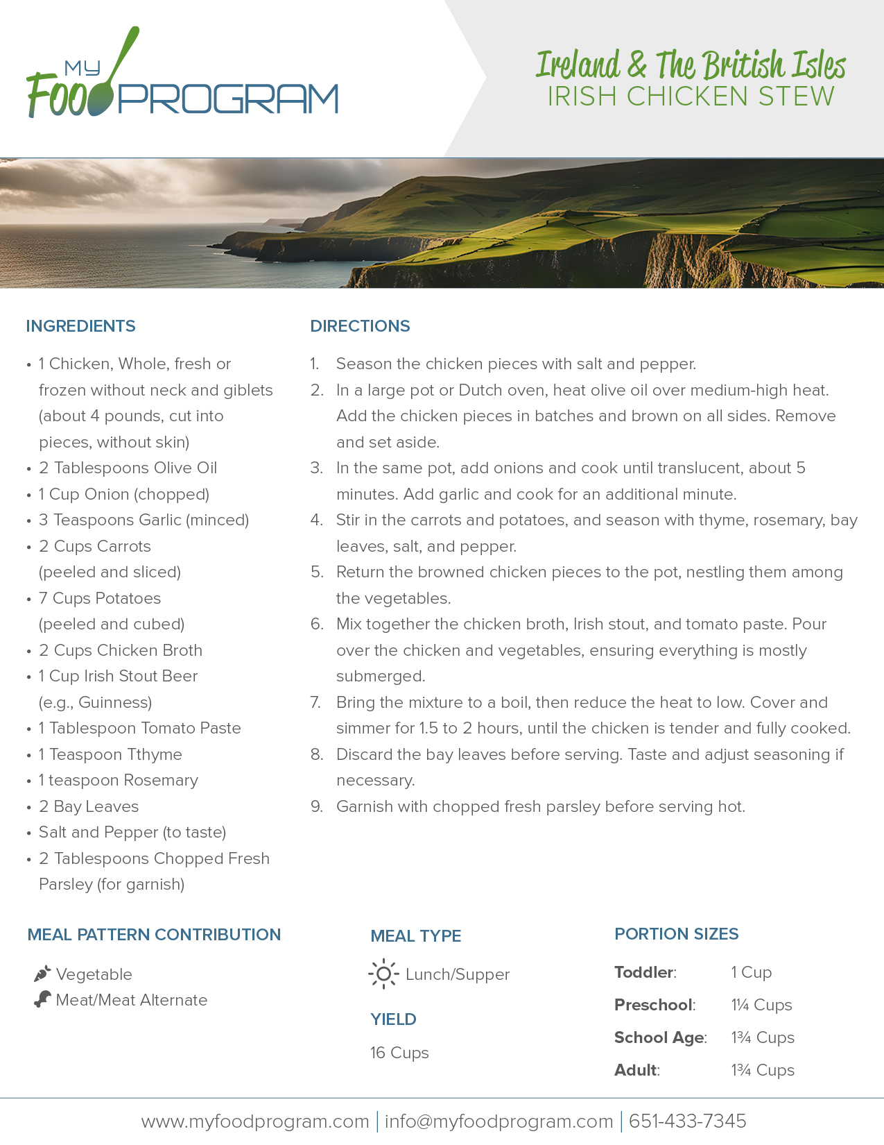 My Food Program Irish Chicken Stew Recipe