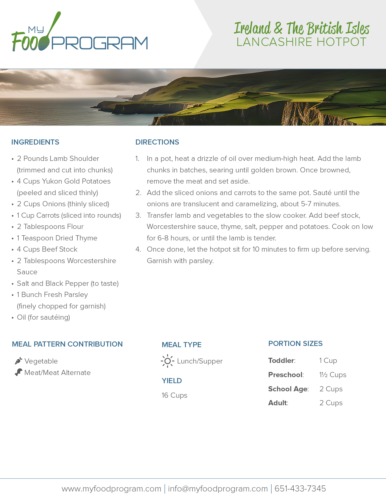 My Food Program Lancashire Hotpot Recipe