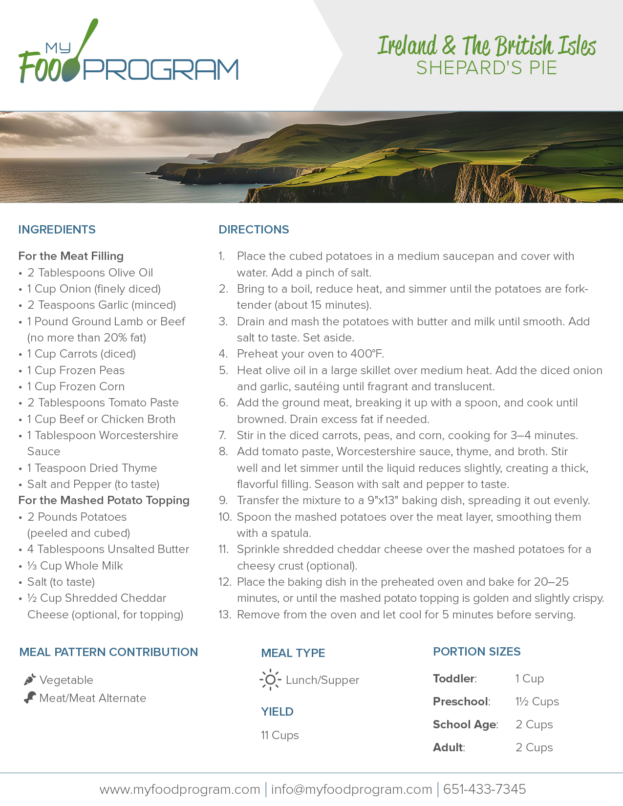 My Food Program Shepard's Pie Recipe