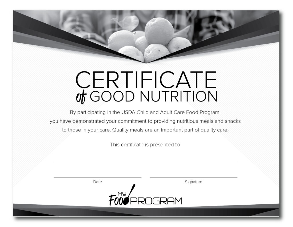 2026 CACFP Week Certificate Version 1 Black & White