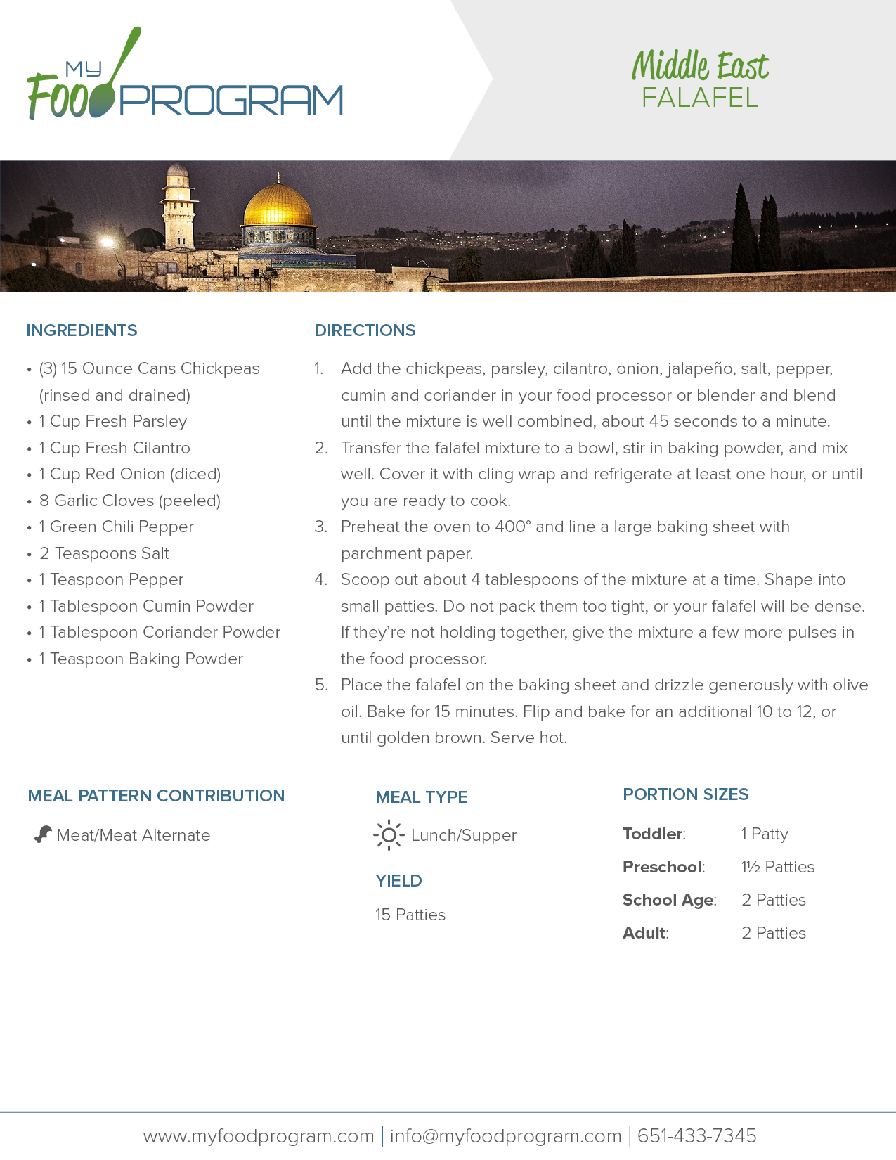 My Food Program Falafel Recipe