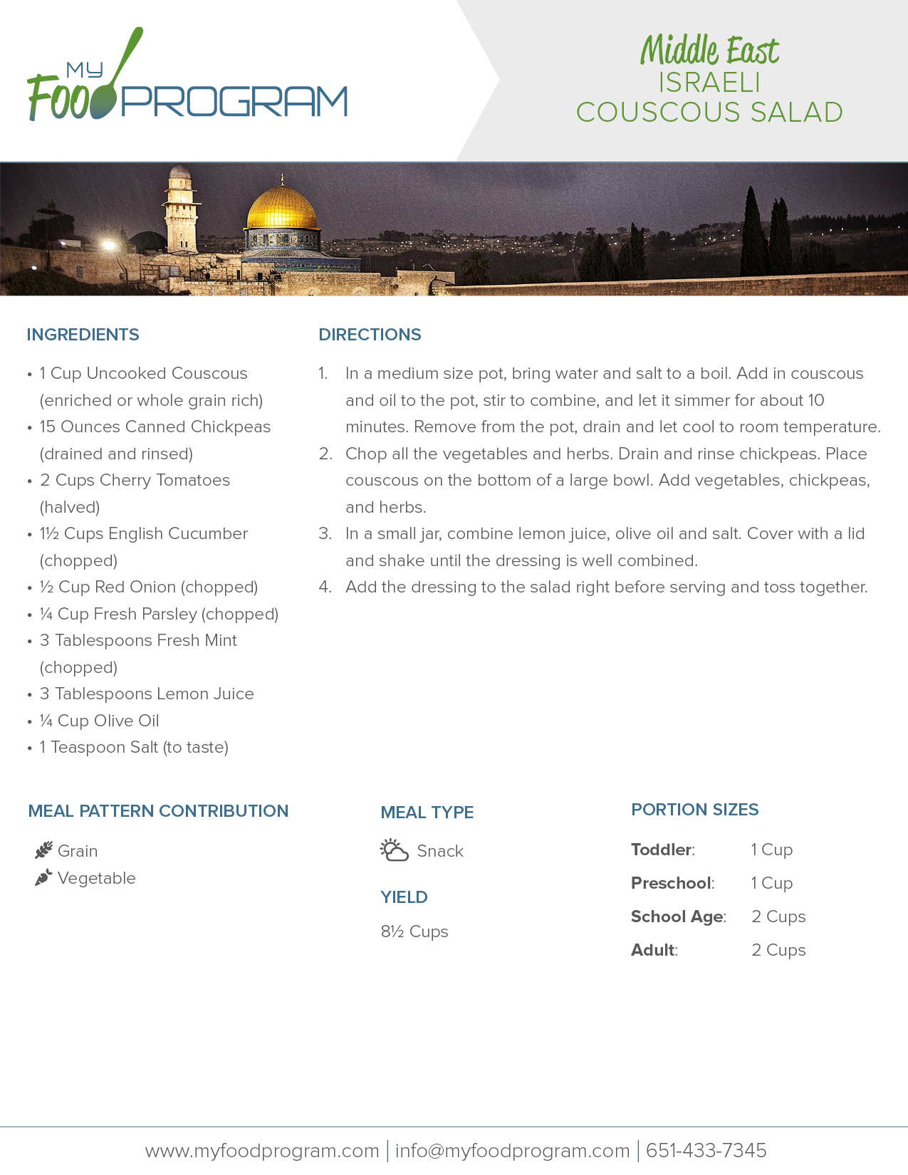 My Food Program Israeli Couscous Salad Recipe