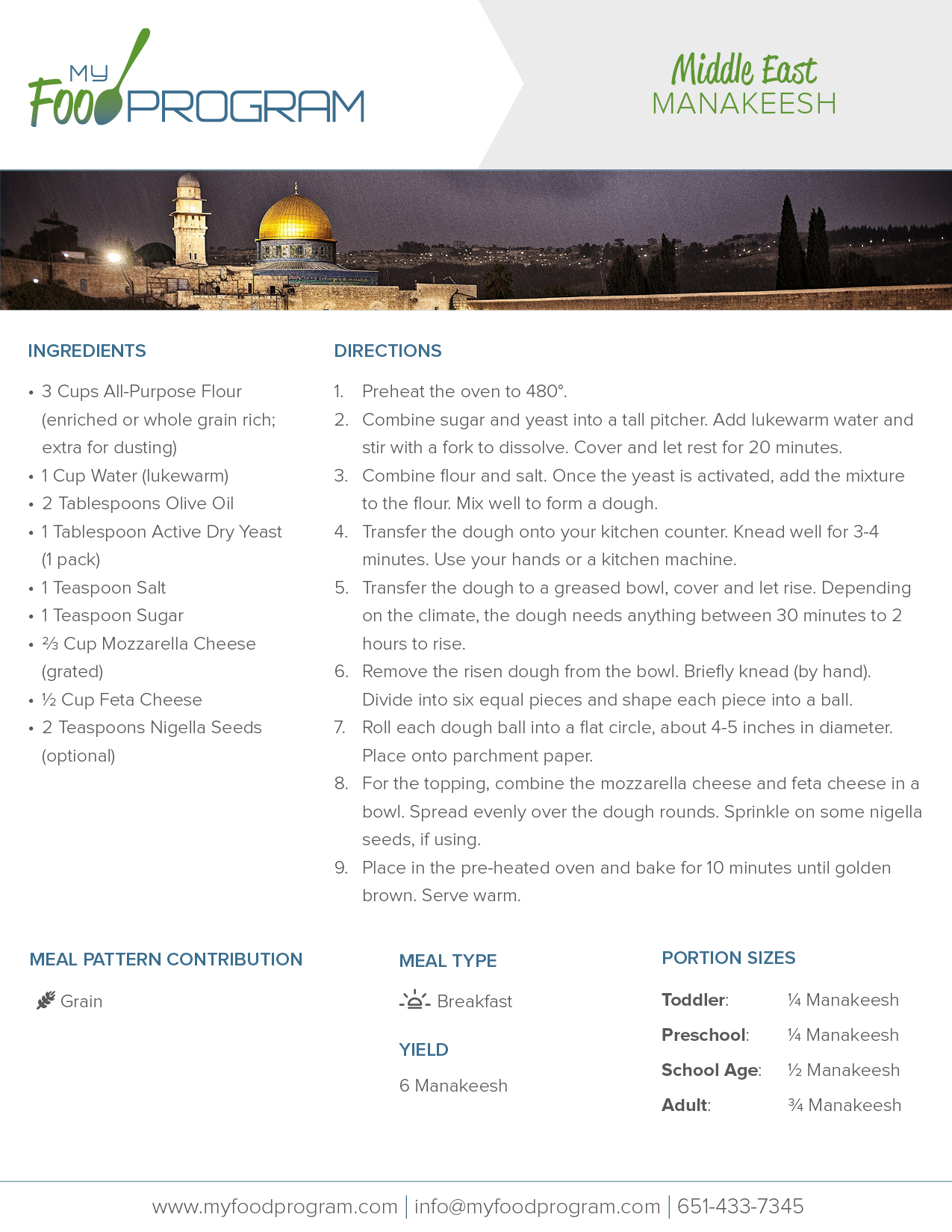 My Food Program Manakeesh Recipe