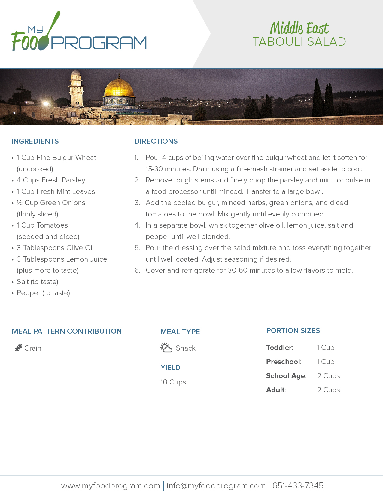 My Food Program Tabouli Salad Recipe