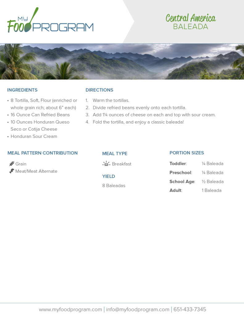 My Food Program Baleada Recipe