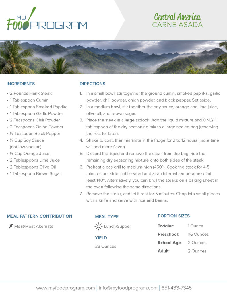 My Food Program Carne Asada Recipe