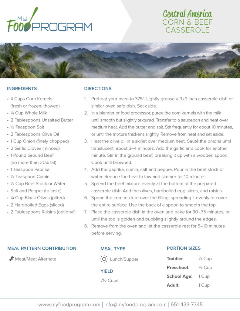 My Food Program Corn & Beef Casserole Recipe