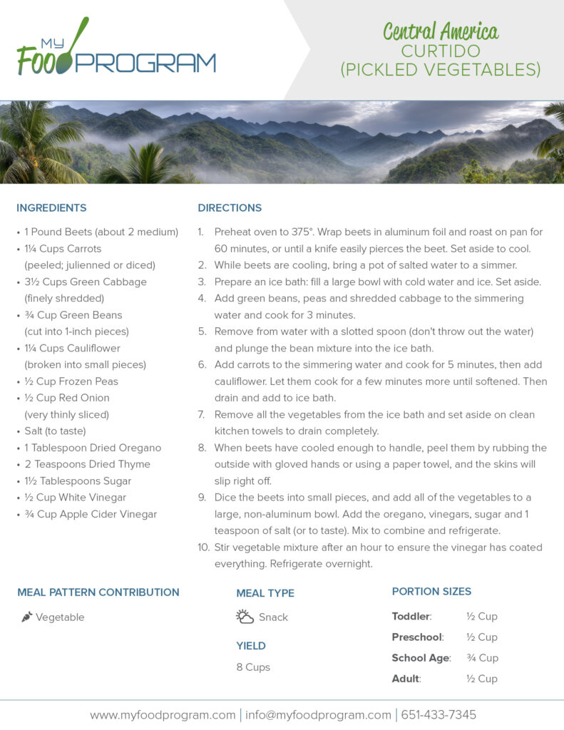 My Food Program Curtido (Pickled Vegetables) Recipe