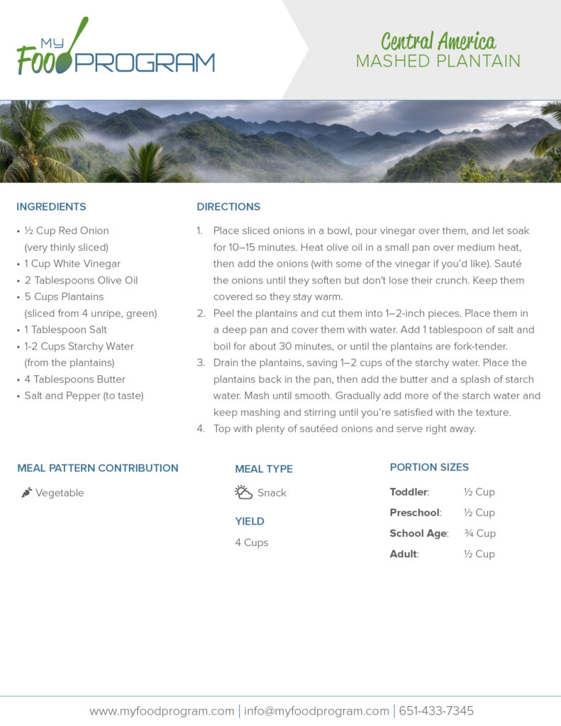 My Food Program Mashed Plantain Recipe