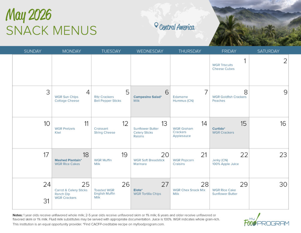 May 2026 Snack Menu