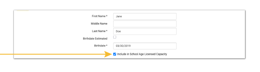 Include in School Age License Capacity