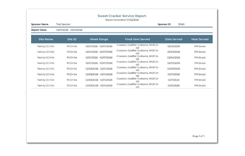 My Food Program Software Release 26072