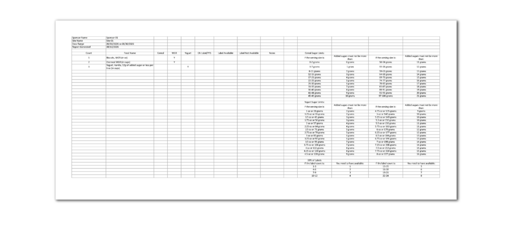My Food Program Software Release 26081