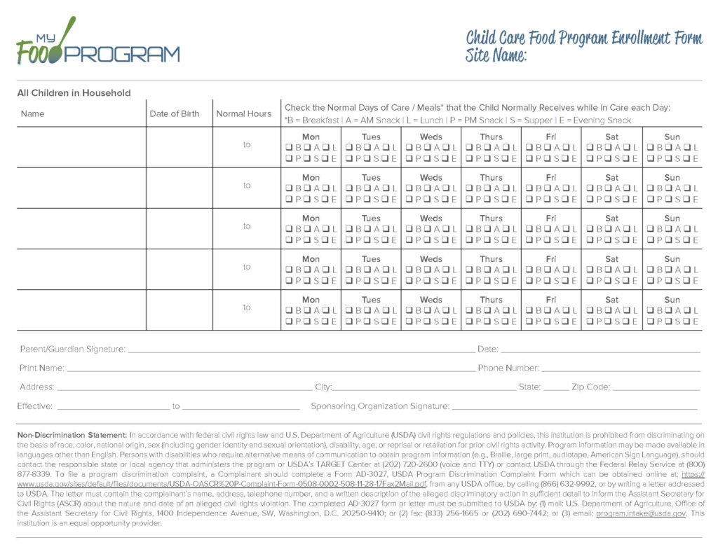 Default Enrollment Form